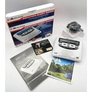 Midland WR120EZ NOAA Weather Alert Radio White Open Box SAME Alarm Clock